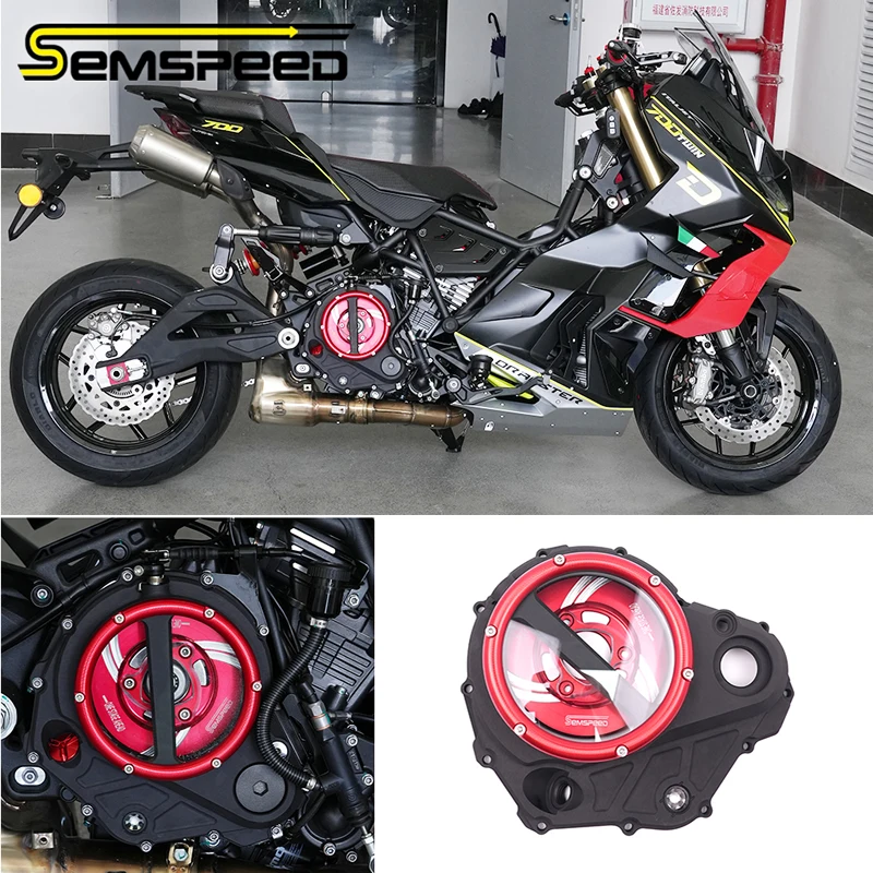 SEMSPEED Motorcycle CNC Aluminum Clear Clutch Cover For Italjet Dragster 700Twin Clutch Transmission Gearbox
SEMSPEED Motorcycle CNC Aluminum Clear Clutch Cover For Italjet Dragster 700Twin Clutch Transmission Gearbox