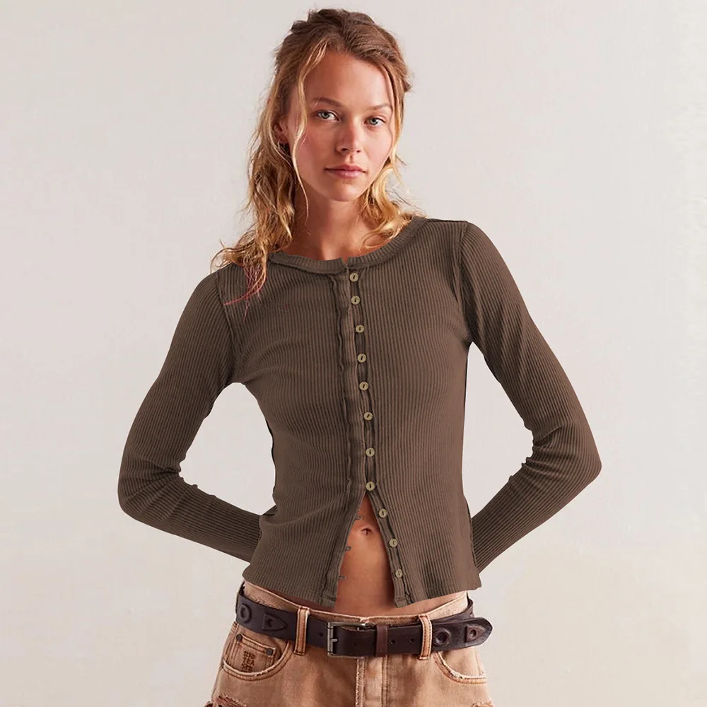 Buttons Cardigan T Shirts Blouses Autumn New Long Sleeve Split Hem Solid Sexy Tops Fashion High Street Y2K Women Clothes Blusas
Buttons Cardigan T Shirts Blouses Autumn New Long Sleeve Split Hem Solid Sexy Tops Fashion High Street Y2K Women Clothes Blusas