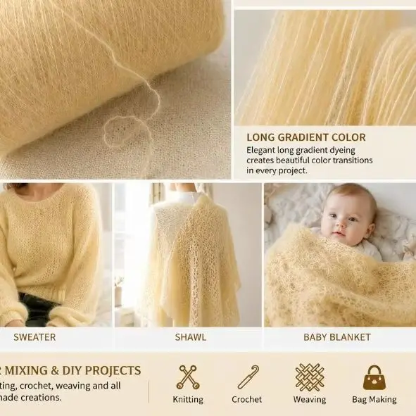 500g Mohair Blend Yarn Soft Halo Knitting Crochet Yarn for Sweater Cardigan Shawl Scarf Coat DIY Handmade Projects
500g Mohair Blend Yarn Soft Halo Knitting Crochet Yarn for Sweater Cardigan Shawl Scarf Coat DIY Handmade Projects