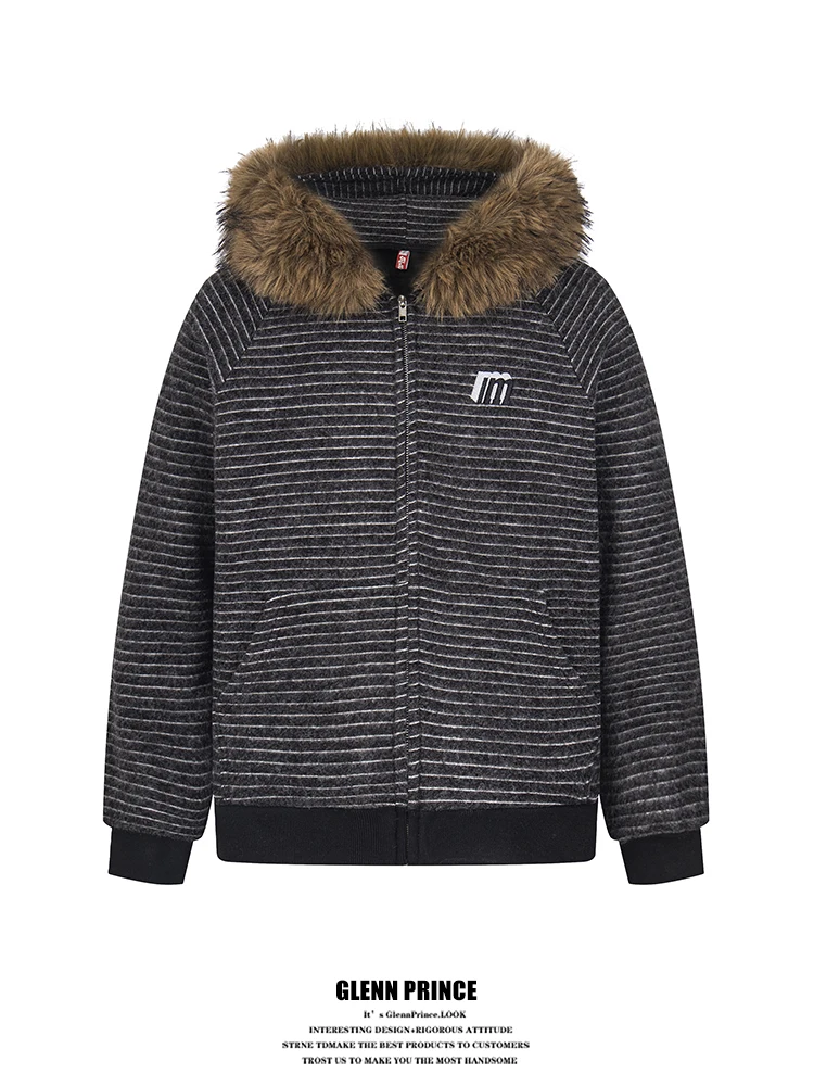 GPstudio Thiened Winter Hooded Jaet with Fur Collar Embroidered Stripes ex Open Cardigan Warm Youth Casual Coat
GPstudio Thiened Winter Hooded Jaet with Fur Collar Embroidered Stripes ex Open Cardigan Warm Youth Casual Coat