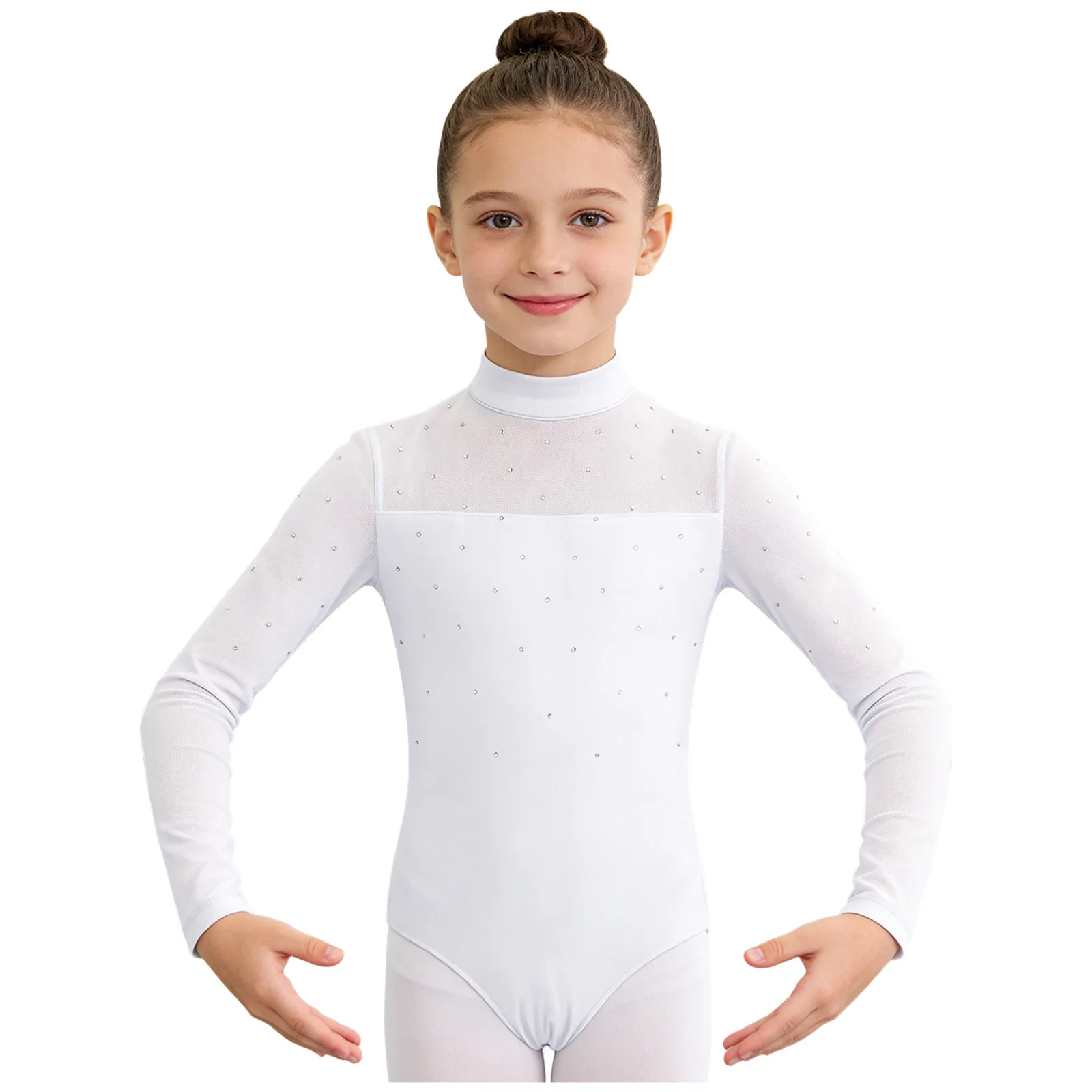 Kids Girls Ballet Leotard Rhinestone Gymnastics Bodysuit Mesh Patchwork Long Sleeve Unitard for New Year Celebration Dance Party
Kids Girls Ballet Leotard Rhinestone Gymnastics Bodysuit Mesh Patchwork Long Sleeve Unitard for New Year Celebration Dance Party