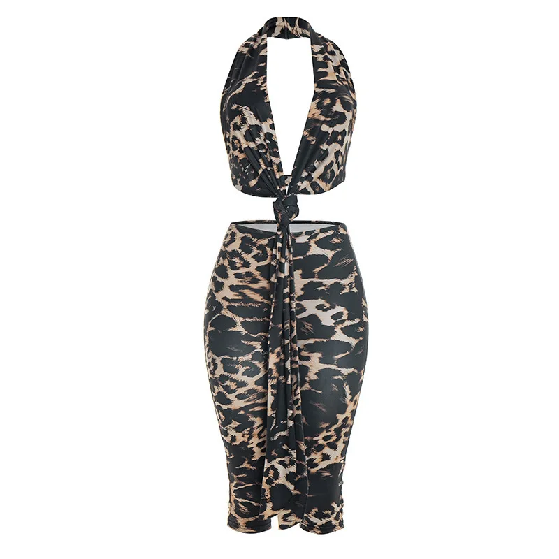 New Fashion Sexy Deep V Neck Leopard Print Women's with Strap Hanging Neck Design Top+Pants Two Set
New Fashion Sexy Deep V Neck Leopard Print Women's with Strap Hanging Neck Design Top+Pants Two Set