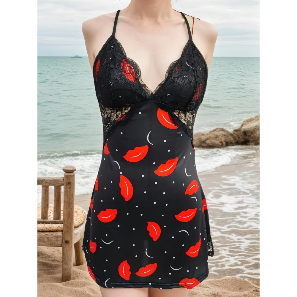 Sexy Deep V Backless Nightgown Women's Lace Mesh Leopard Print Sleeveless Camisole Pajamas Set for Couple Romantic Nights
Sexy Deep V Backless Nightgown Women's Lace Mesh Leopard Print Sleeveless Camisole Pajamas Set for Couple Romantic Nights