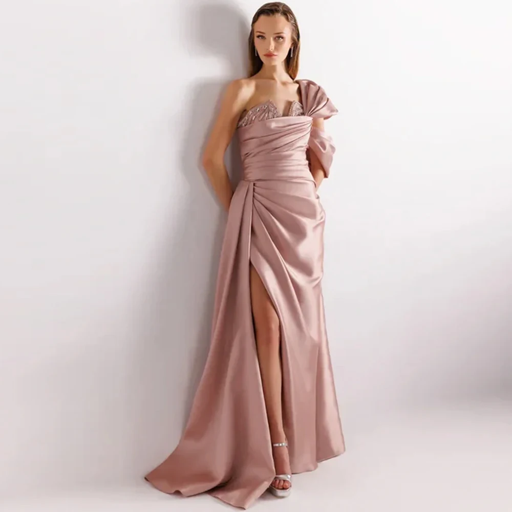 Classic Satin Evening Dress Delicate One Shoulder Mermaid Customized Celebrity Gowns Fashion Crystal Sweep Train Party Dresses
Classic Satin Evening Dress Delicate One Shoulder Mermaid Customized Celebrity Gowns Fashion Crystal Sweep Train Party Dresses