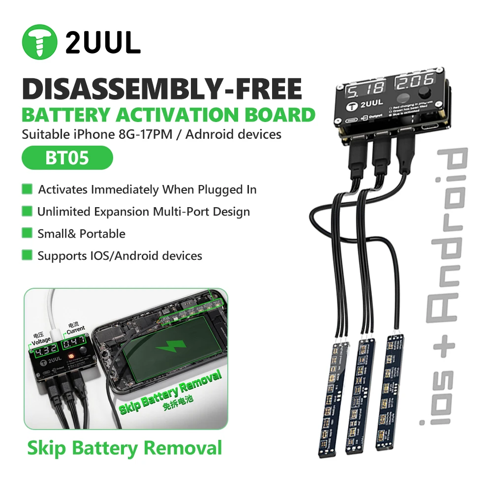2UUL BT05 Disassembly-Free Battery Activation Board for IPhone 8G-17PM Android Repair Battery Activation Disassembly-Free Tool
2UUL BT05 Disassembly-Free Battery Activation Board for IPhone 8G-17PM Android Repair Battery Activation Disassembly-Free Tool