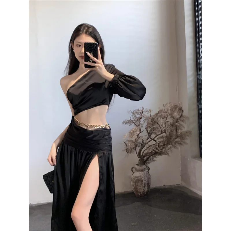 Real Shot Niche Design High-End Off-Shoulder Slit Ruched Vacation Dress Women Black Gown Long Dress Summer
Real Shot Niche Design High-End Off-Shoulder Slit Ruched Vacation Dress Women Black Gown Long Dress Summer