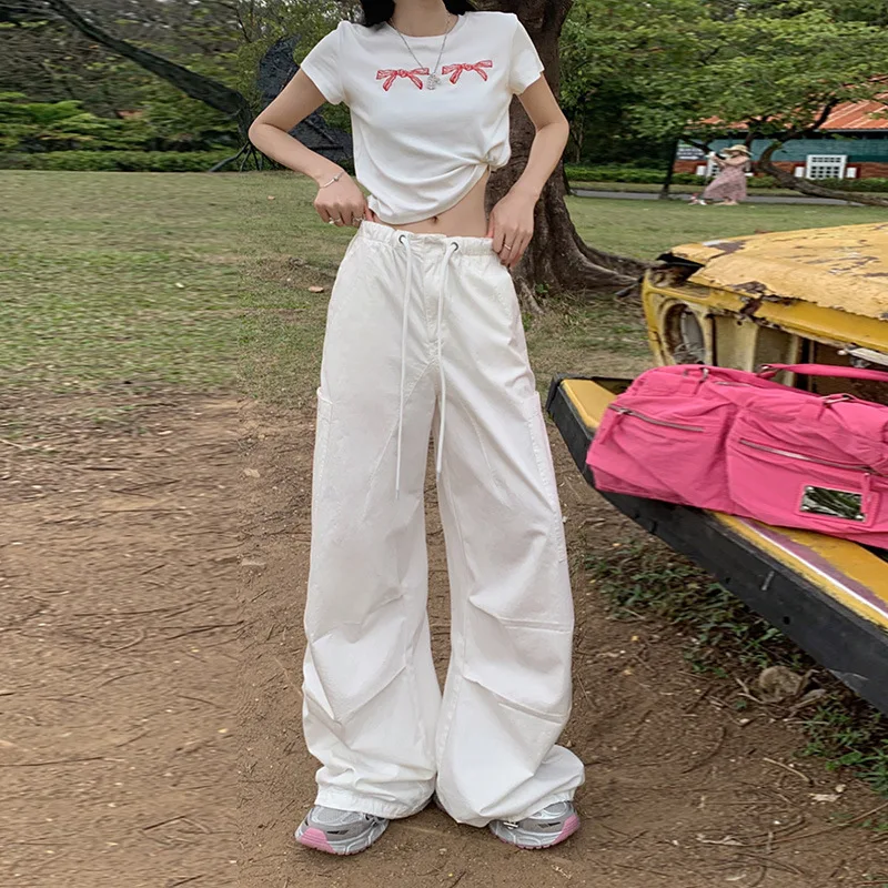 Women Fashion White Pure Cotton Workwear Pants with Retro Aesthetics High Waisted Pants Harajuku Y2k Versatile Slimming Effect
Women Fashion White Pure Cotton Workwear Pants with Retro Aesthetics High Waisted Pants Harajuku Y2k Versatile Slimming Effect