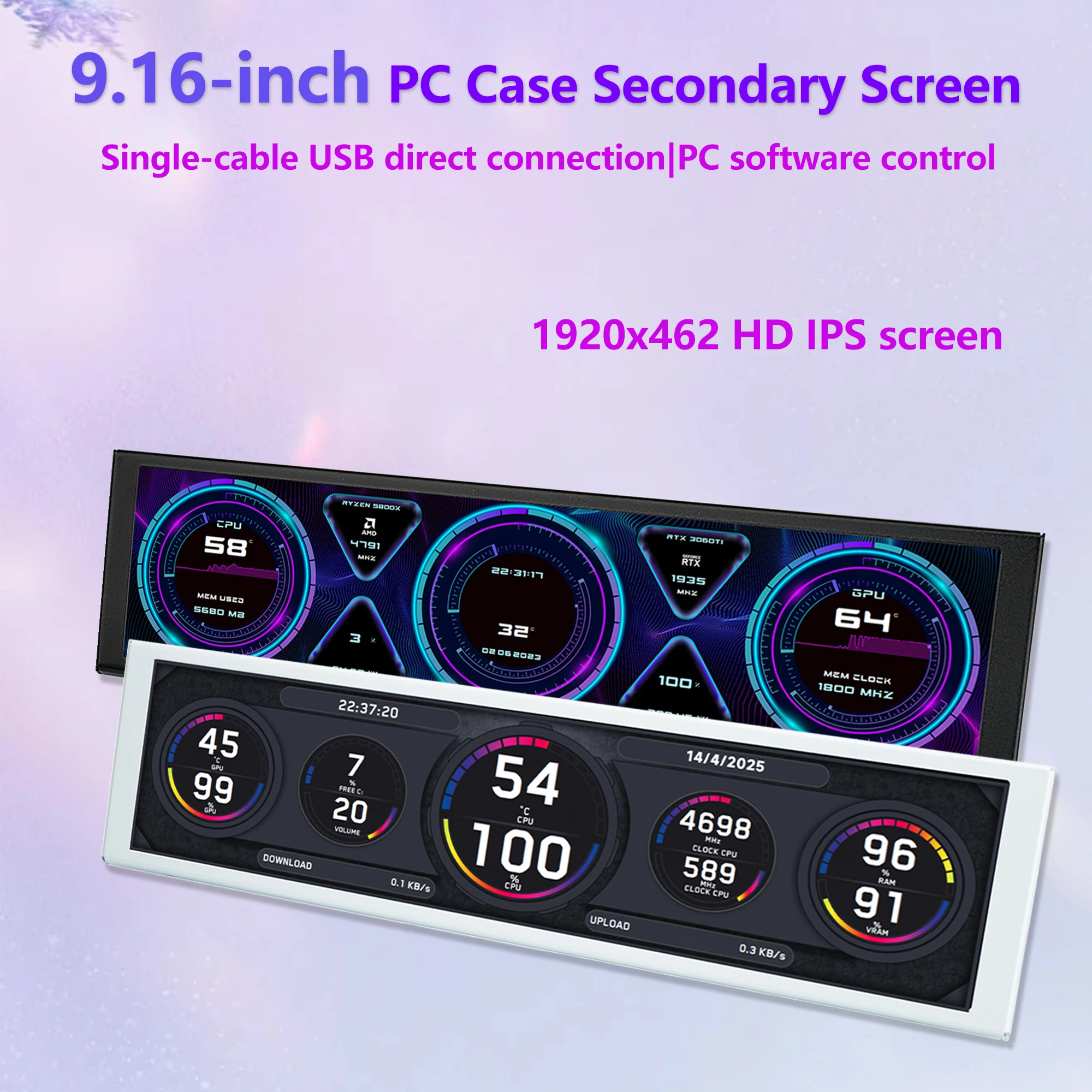 GCXZ 9.16" 1920*462 IPS Type-C USB PC Secondary Screen Real-Time CPU GPU RAM Monitor Gaming Chassis Extended Sub Display
GCXZ 9.16" 1920*462 IPS Type-C USB PC Secondary Screen Real-Time CPU GPU RAM Monitor Gaming Chassis Extended Sub Display