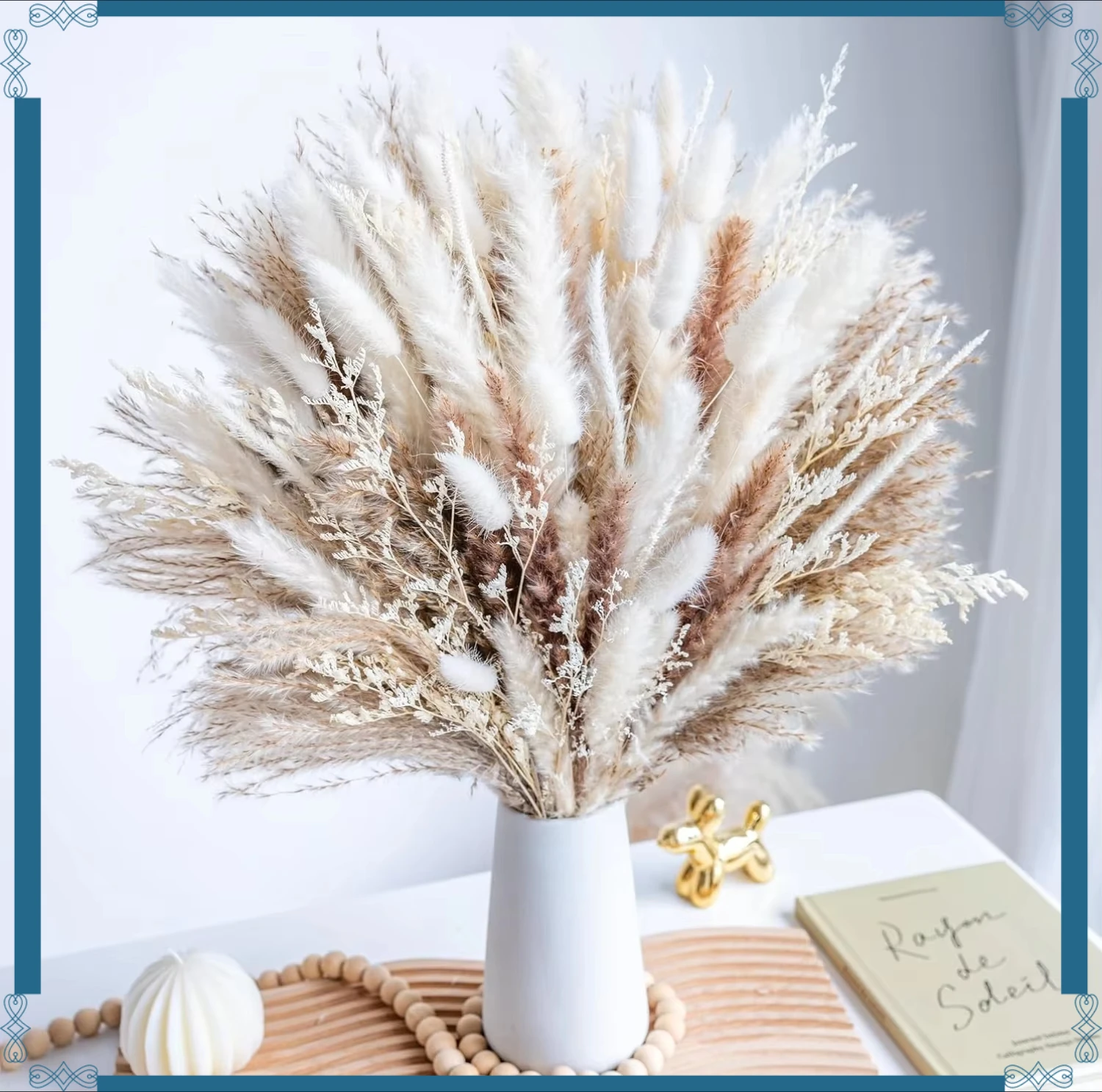 17 inch Dried Pampas Grass with Bunny Tail Bouquet, Natural Fluffy Boho Decoration for Wedding, Home Vase, Office, Party
17 inch Dried Pampas Grass with Bunny Tail Bouquet, Natural Fluffy Boho Decoration for Wedding, Home Vase, Office, Party
