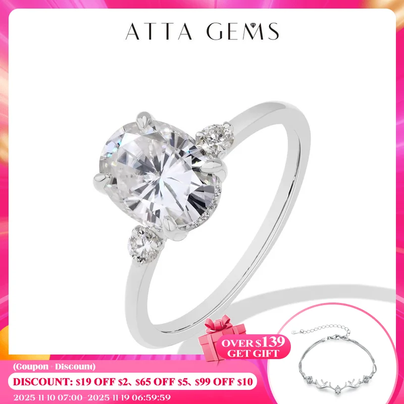 ATTAGEMS 2CT Кольцо-пасьянс с муассанитом овальной огранки для женщин, выращенное в лаборатории бриллиант VVS1 9*7 мм, серебро S925, золото 18 карат, свадебные ювелирные украшения
ATTAGEMS 2CT Кольцо-пасьянс с муассанитом овальной огранки для женщин, выращенное в лаборатории бриллиант VVS1 9*7 мм, серебро S925, золото 18 карат, свадебные ювелирные украшения