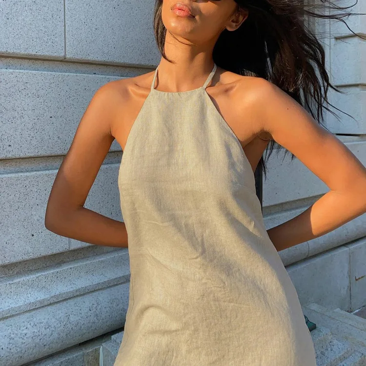 Women's Cotton-Linen Backless Collarless Belted A-Line Skirt Dress Summer 2026 New Product
Women's Cotton-Linen Backless Collarless Belted A-Line Skirt Dress Summer 2026 New Product