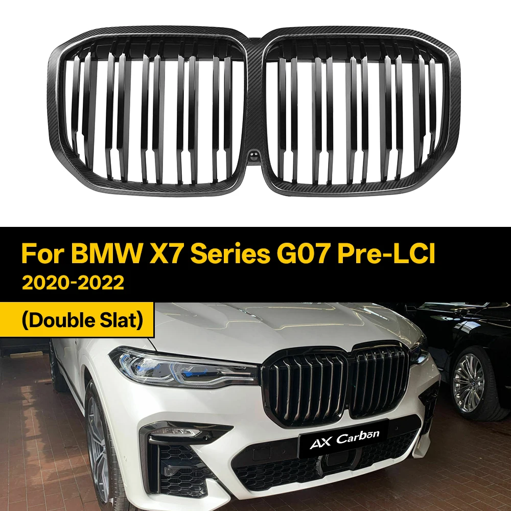 Решетка переднего бампера из настоящего сухого углеродного волокна, решетки капота для BMW X7 серии G07 Pre-LCI 2020-2022, автозапчасти с двойной планкой
Решетка переднего бампера из настоящего сухого углеродного волокна, решетки капота для BMW X7 серии G07 Pre-LCI 2020-2022, автозапчасти с двойной планкой