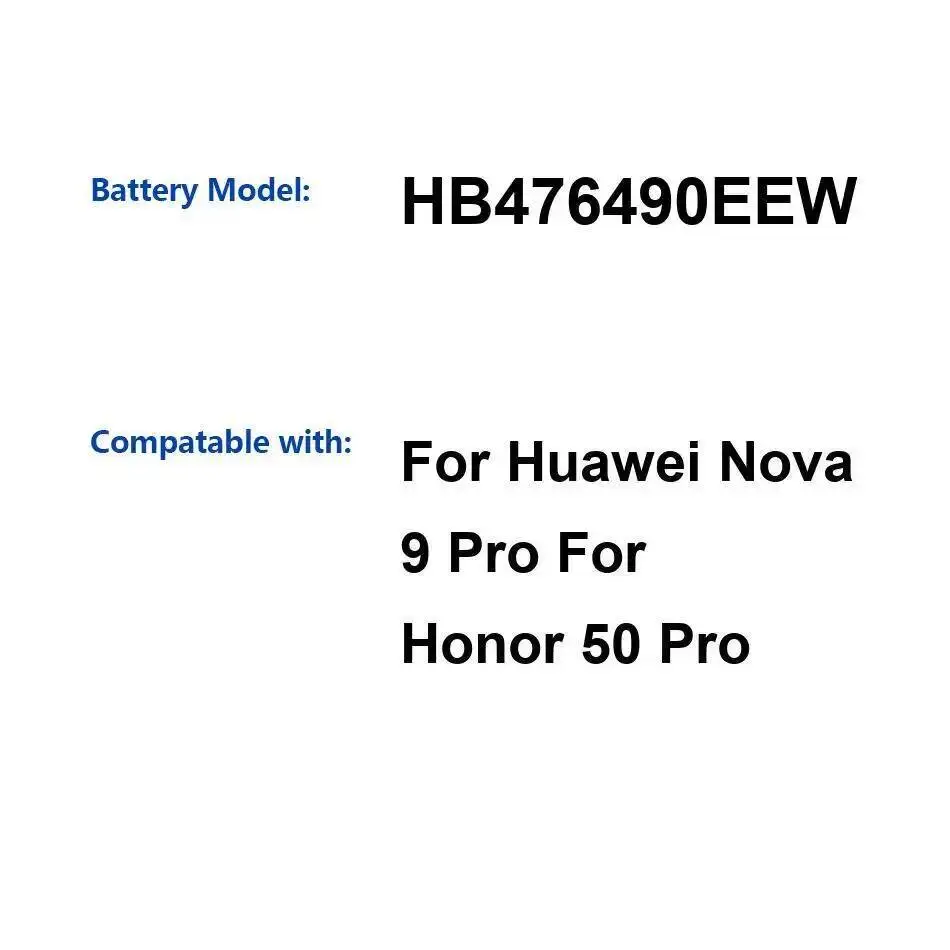 HB476490EEW Mobile Phone Battery High Performance Long-Lasting For Huawei Nova 9 Pro Honor 50 4000Mah
HB476490EEW Mobile Phone Battery High Performance Long-Lasting For Huawei Nova 9 Pro Honor 50 4000Mah