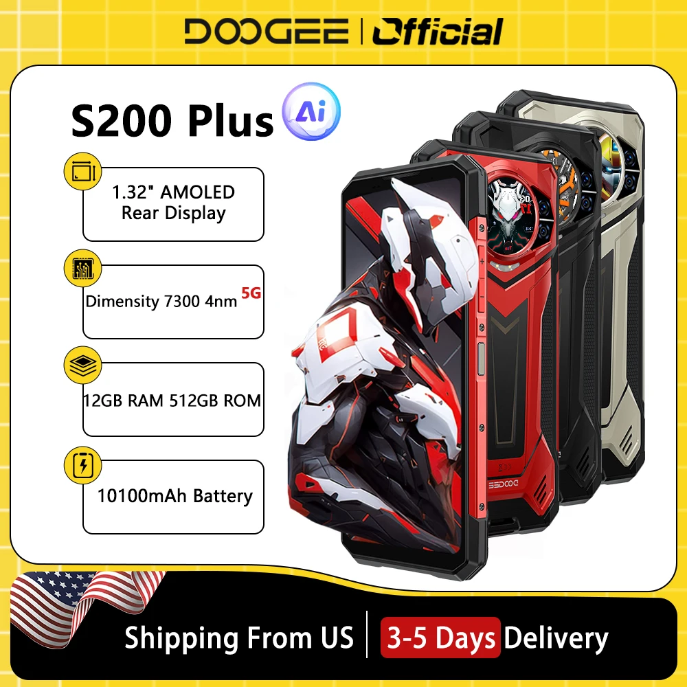 DOOGEE S200 Plus 5G AI Rugged Phone Dimensity 7300 1.32" Rear Display 12GB RAM 512GB ROM 6.72'' 10100mAh Battery Smartphone
DOOGEE S200 Plus 5G AI Rugged Phone Dimensity 7300 1.32" Rear Display 12GB RAM 512GB ROM 6.72'' 10100mAh Battery Smartphone
