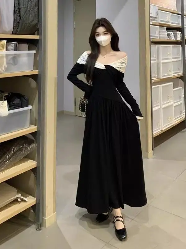 Spring Autumn Hepburn Style Evening Gown One Shoulder Lace Elegant Color Block Midi Dress Ladies Fashion High Waist A-Line Skirt
Spring Autumn Hepburn Style Evening Gown One Shoulder Lace Elegant Color Block Midi Dress Ladies Fashion High Waist A-Line Skirt