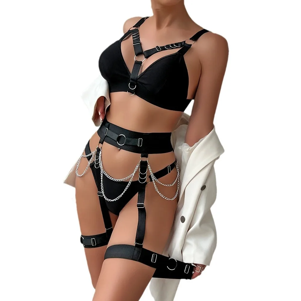 New Sexy Erotic Metal Chain Lingerie Set Featuring Sensual Underwire Push Up Design Alluring Bandage Sensual Lingerie Bra Set
New Sexy Erotic Metal Chain Lingerie Set Featuring Sensual Underwire Push Up Design Alluring Bandage Sensual Lingerie Bra Set