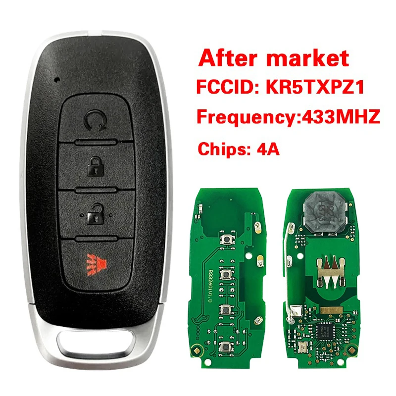CN027102 Послепродажный 4-кнопочный смарт-брелок 4A чип 434 МГц FCC KR5TXPZ1 S180146106 для Qashqai Juke X-Trail Ariya Rogue 2022
CN027102 Послепродажный 4-кнопочный смарт-брелок 4A чип 434 МГц FCC KR5TXPZ1 S180146106 для Qashqai Juke X-Trail Ariya Rogue 2022