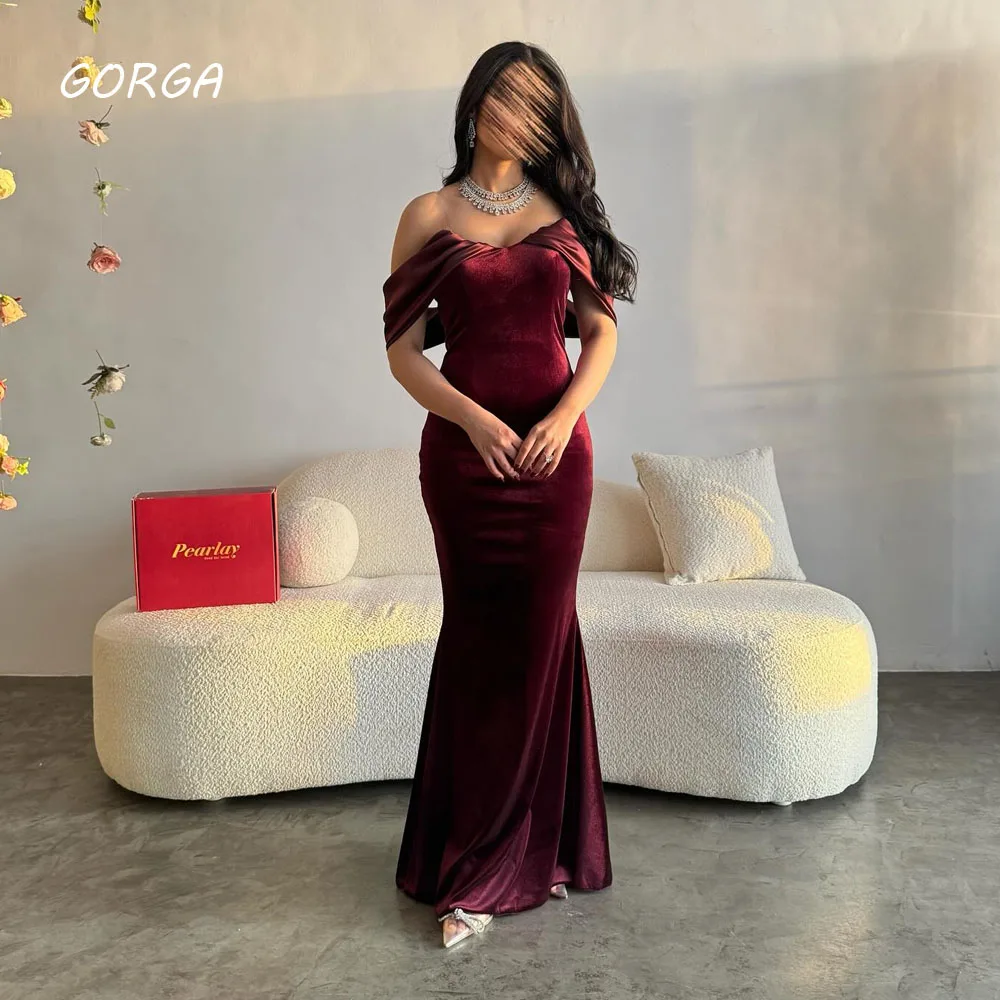 GORGA Burgundy Satin Off the Shoulder Cocktail Gowns Velour Mermaid Evening Gowns Floor-Length Customized Party Dress
GORGA Burgundy Satin Off the Shoulder Cocktail Gowns Velour Mermaid Evening Gowns Floor-Length Customized Party Dress
