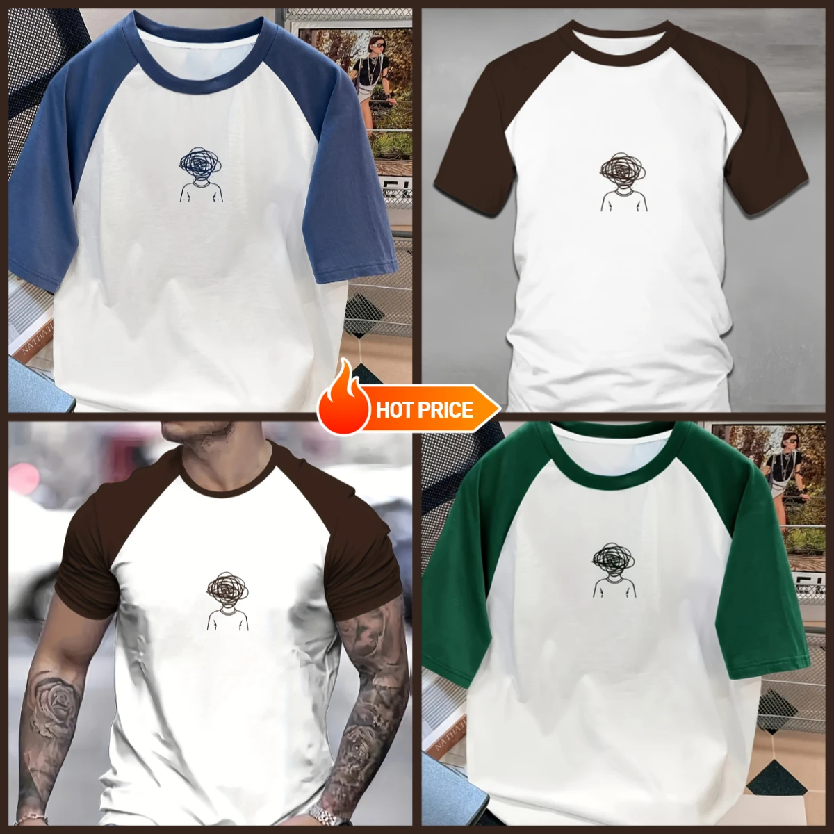 Men's Casual Short Sleeve T-Shirt with 3D Digital Print Abstract Art Design - White & Navy Blue Contrast, Breathable Fabric
Men's Casual Short Sleeve T-Shirt with 3D Digital Print Abstract Art Design - White & Navy Blue Contrast, Breathable Fabric