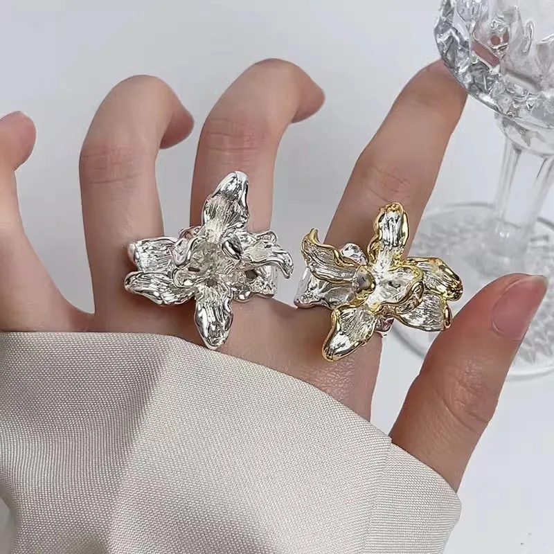 new ring for women large flower floral silver gold color opening ring female unique design jewelry
new ring for women large flower floral silver gold color opening ring female unique design jewelry