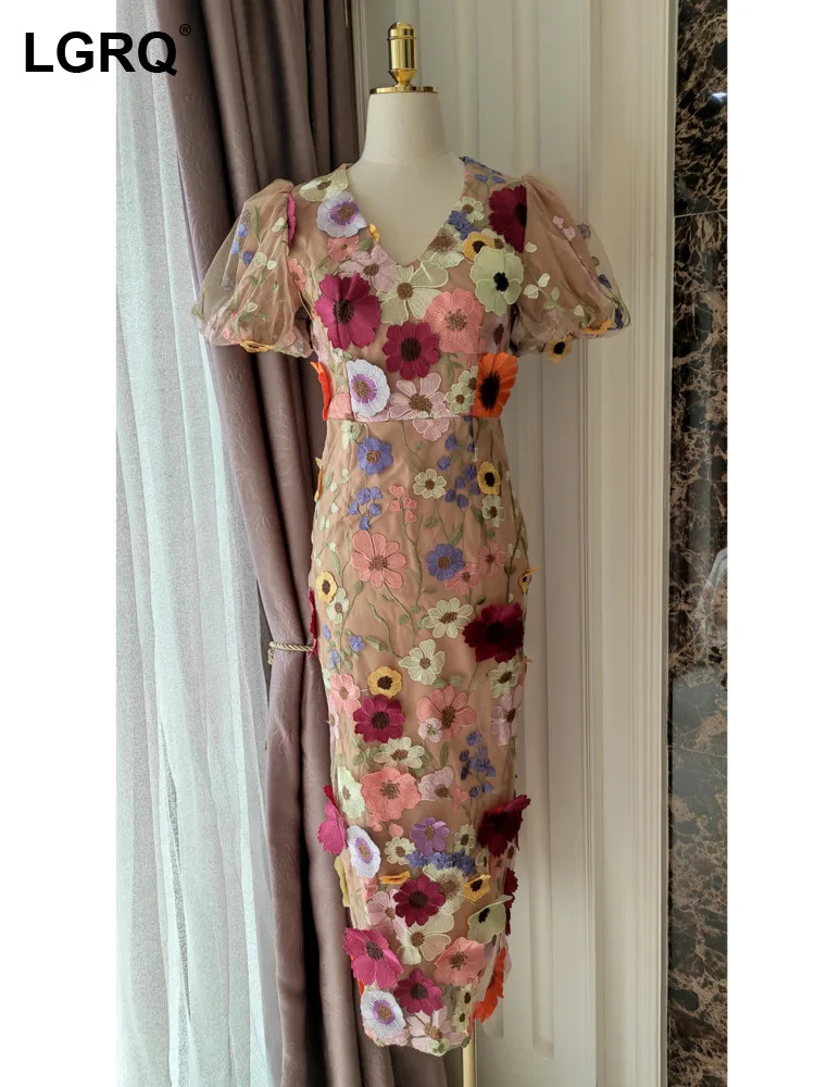 LGRQ Women Dress Flower Embroidery Fashion Spliced V Neck High Wiast Short Sleeve Elegant Dresses Female Summer 2024 New 3WM698
LGRQ Women Dress Flower Embroidery Fashion Spliced V Neck High Wiast Short Sleeve Elegant Dresses Female Summer 2024 New 3WM698