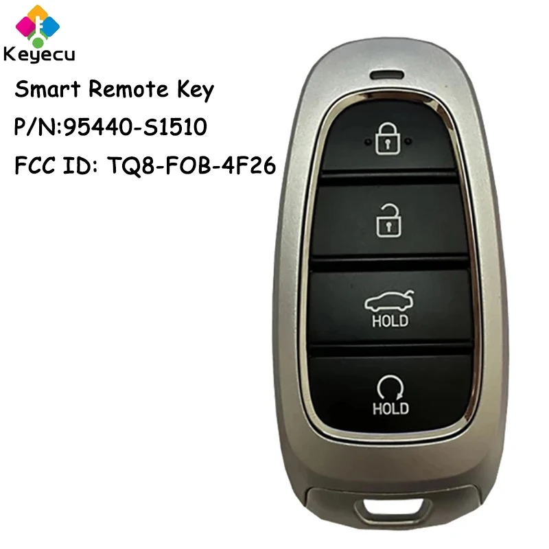 KEYECU Smart Remote Control Car Key With 4 Buttons 433MHz ID47 Chip for Hyundai Santa Fe 2021 2022 Fob 95440-S1510, TQ8-FOB-4F26
KEYECU Smart Remote Control Car Key With 4 Buttons 433MHz ID47 Chip for Hyundai Santa Fe 2021 2022 Fob 95440-S1510, TQ8-FOB-4F26