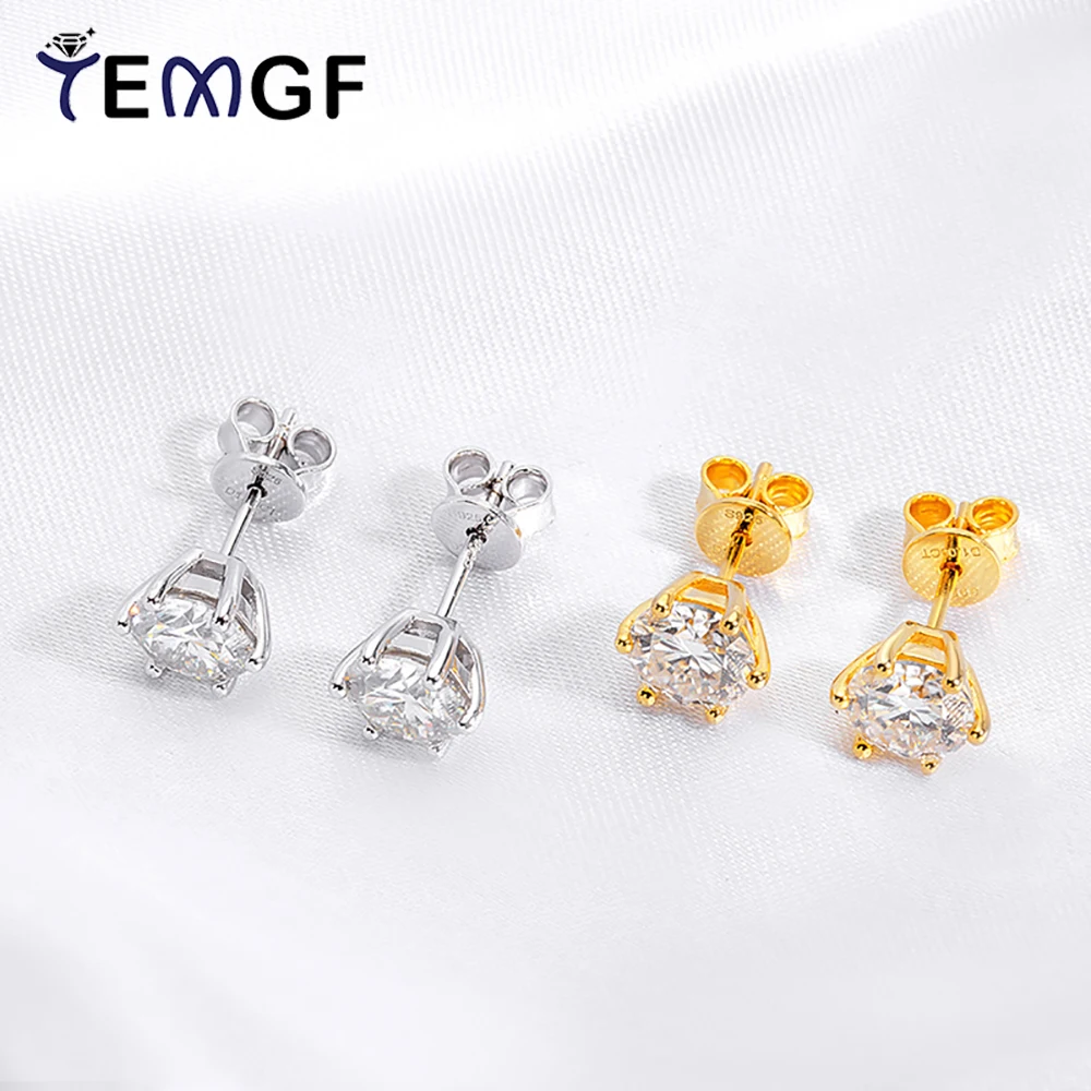 TEMGF 1 Pair S925 Sterling Silver Stud 0.5/1/2CT Round Cut Moissanite Inlay for Women Daily Simple Fine Jewelry Gifts
TEMGF 1 Pair S925 Sterling Silver Stud 0.5/1/2CT Round Cut Moissanite Inlay for Women Daily Simple Fine Jewelry Gifts