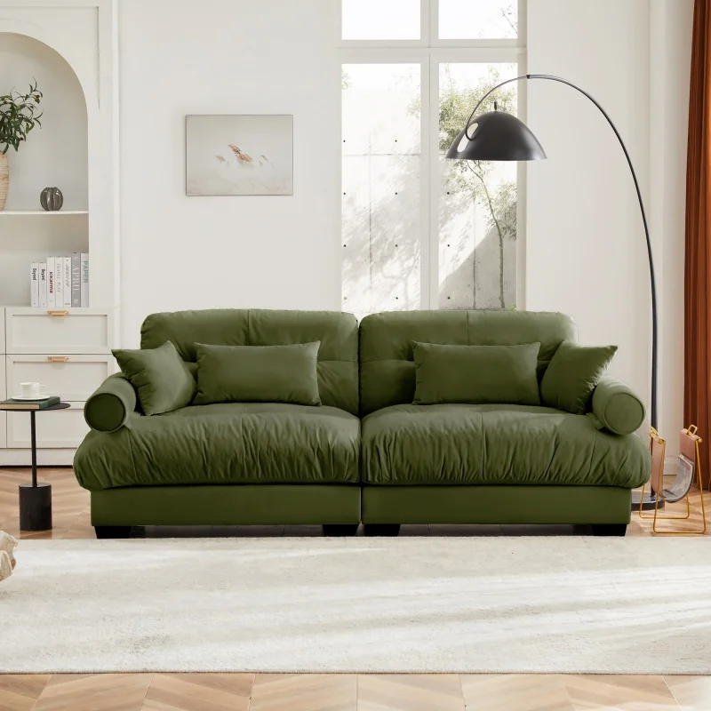 Cloud-Like Modern Loveseat Sofa in Green Velvet 2Seat with Cylindrical Armrest for Living Room Elegant Deep Seat Removable Couch
Cloud-Like Modern Loveseat Sofa in Green Velvet 2Seat with Cylindrical Armrest for Living Room Elegant Deep Seat Removable Couch