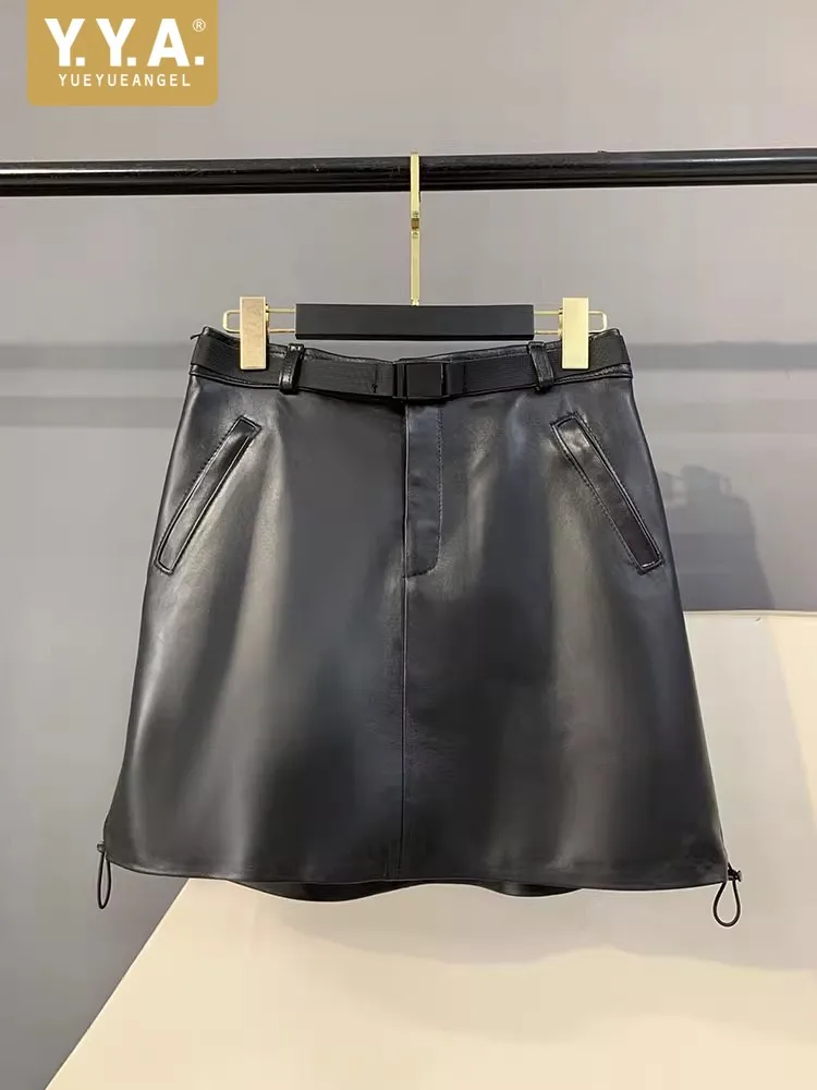 Fashion Women Slim Fit Sheepskin Genuine Leather A Line Skirt Belted Autumn New Lady Real Leather Mini Skirts Casual Streetwear
Fashion Women Slim Fit Sheepskin Genuine Leather A Line Skirt Belted Autumn New Lady Real Leather Mini Skirts Casual Streetwear