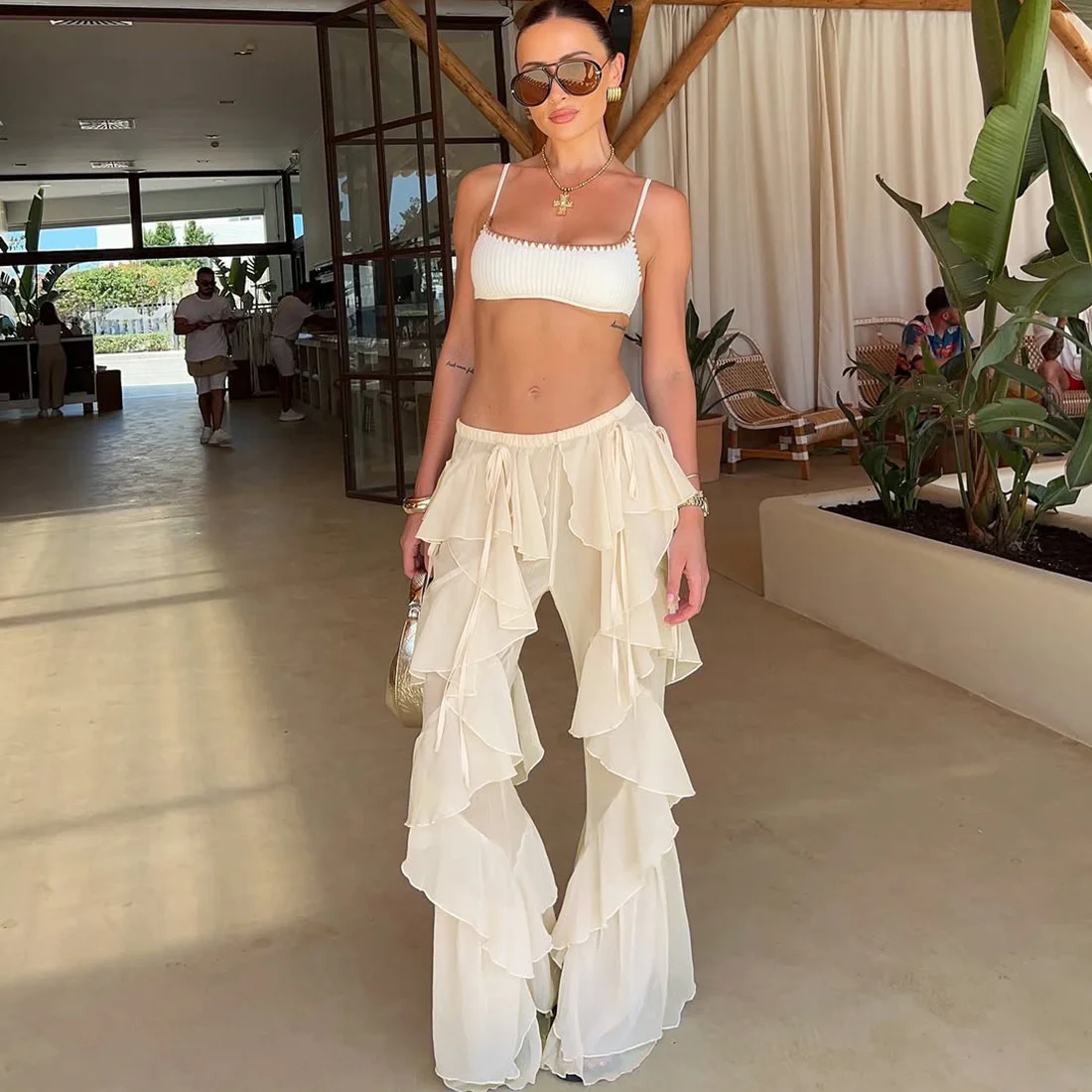 New Streetwear Women Flare Pants Lace Up Patchwork Ruffle High Waist Slim Fit Sexy Hot Girl Casual Long Trousers For Women
New Streetwear Women Flare Pants Lace Up Patchwork Ruffle High Waist Slim Fit Sexy Hot Girl Casual Long Trousers For Women