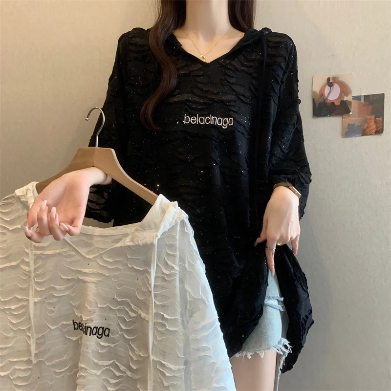Summer New Casual Sequin Embroidered Letter Hoodie for Women Plus Size Loose Long Sleeve Top
Summer New Casual Sequin Embroidered Letter Hoodie for Women Plus Size Loose Long Sleeve Top