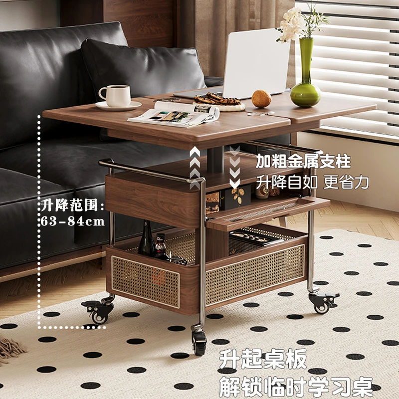 Caramel medieval style all solid wood walnut braided rattan movable lifting coffee table side table small apartment folding trol
Caramel medieval style all solid wood walnut braided rattan movable lifting coffee table side table small apartment folding trol