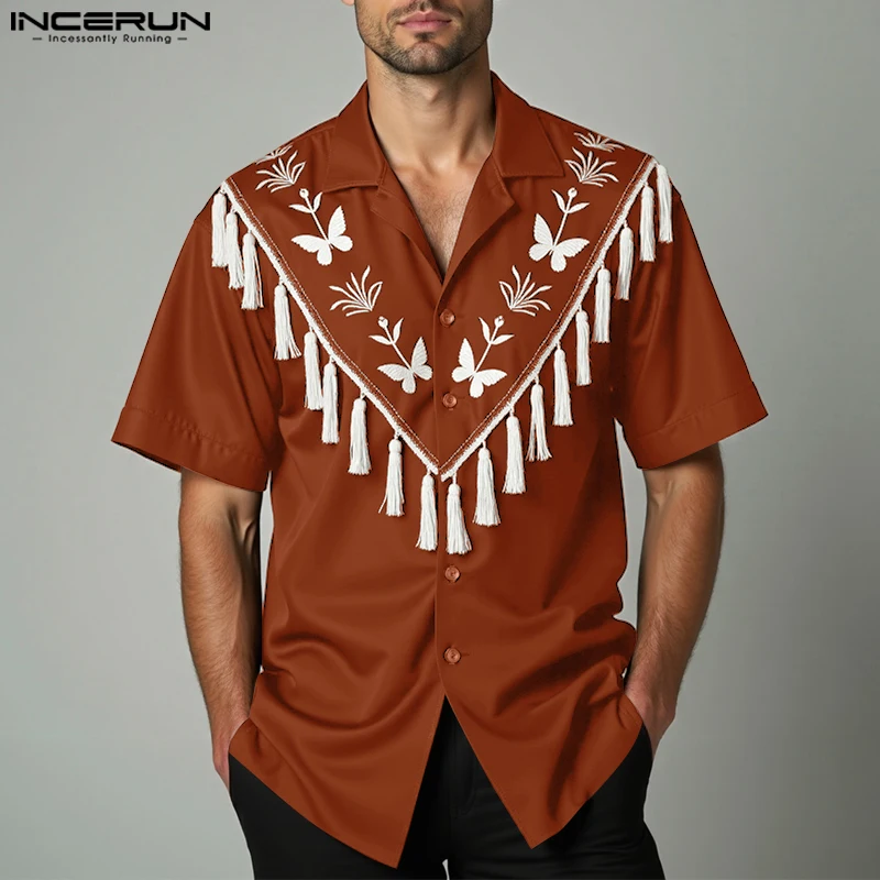 INCERUN Men Shirt Tassel Patchwork Lapel Short Sleeve Embroidery Men Clothing Streetwear Summer Fashion Casual Shirts Camisas
INCERUN Men Shirt Tassel Patchwork Lapel Short Sleeve Embroidery Men Clothing Streetwear Summer Fashion Casual Shirts Camisas