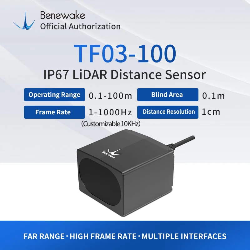 Benewake TF03-100 Long Range Sensor, IP65 10KHz Frame Rate & 100m Operating Range Rider Module UART / I2C for Indoor / Outdoor
Benewake TF03-100 Long Range Sensor, IP65 10KHz Frame Rate & 100m Operating Range Rider Module UART / I2C for Indoor / Outdoor