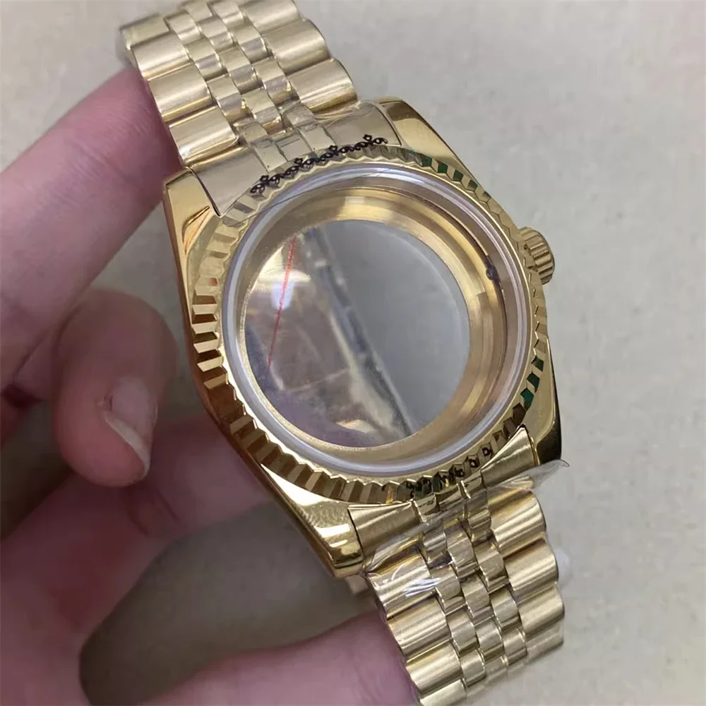 Stainless Steel Watch Case gold jubilee Strap 39mm Sapphire Glass Case for NH35 NH36 Watch Movement Accessories watch parts
Stainless Steel Watch Case gold jubilee Strap 39mm Sapphire Glass Case for NH35 NH36 Watch Movement Accessories watch parts