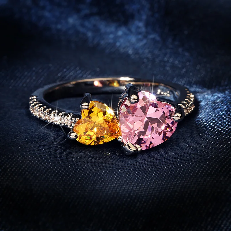 Wedding Fashion 925 Silver Rings for Women 2 Heart Fashion Zircon Pink Yellow Jewelry Silver Color Ring Birthstone Christmas New
Wedding Fashion 925 Silver Rings for Women 2 Heart Fashion Zircon Pink Yellow Jewelry Silver Color Ring Birthstone Christmas New