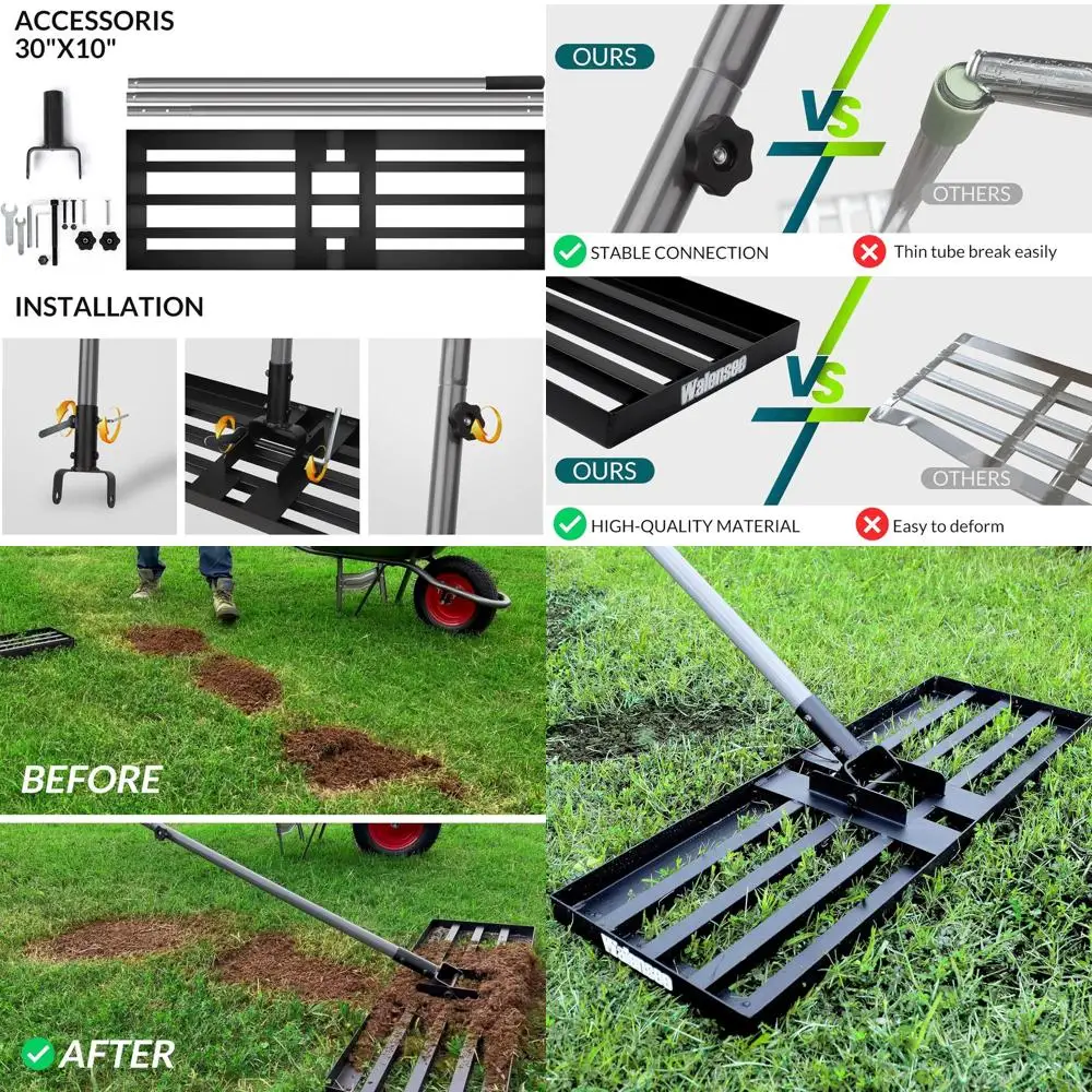 30x10 Heavy-Duty Lawn Leveling Rake for Efficient Soil and Dirt leveling in Yards and Gardens
30x10 Heavy-Duty Lawn Leveling Rake for Efficient Soil and Dirt leveling in Yards and Gardens