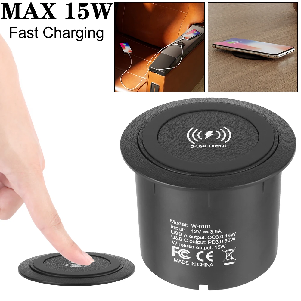 Quick Charge PD 3.0 For Camper Truck ATV Boat Car RV Car Charger 15W USB Type-C Outlet Socket Embedded Wireless Charger
Quick Charge PD 3.0 For Camper Truck ATV Boat Car RV Car Charger 15W USB Type-C Outlet Socket Embedded Wireless Charger