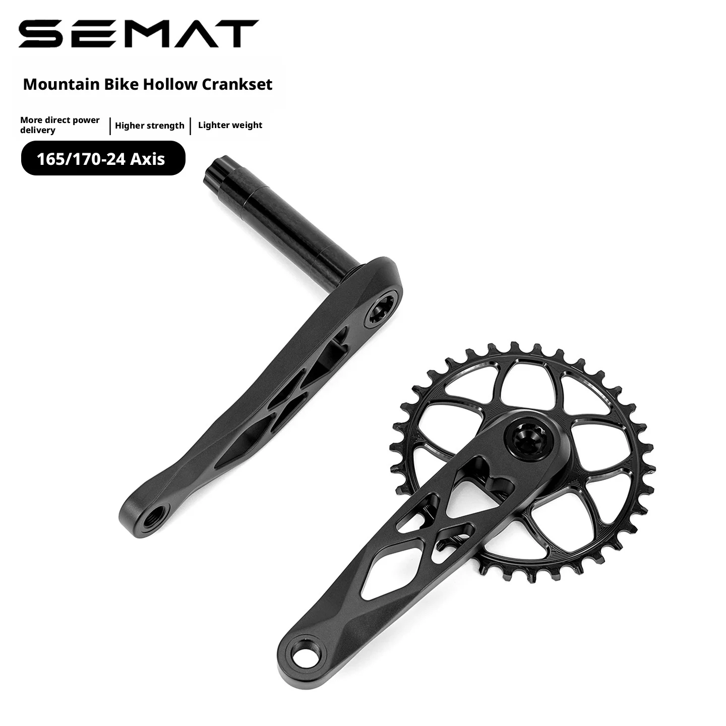 SEMAT 24mm aluminum alloy CNC hollow 165/170 downhill off-road GXP crank set for mountain bike
SEMAT 24mm aluminum alloy CNC hollow 165/170 downhill off-road GXP crank set for mountain bike