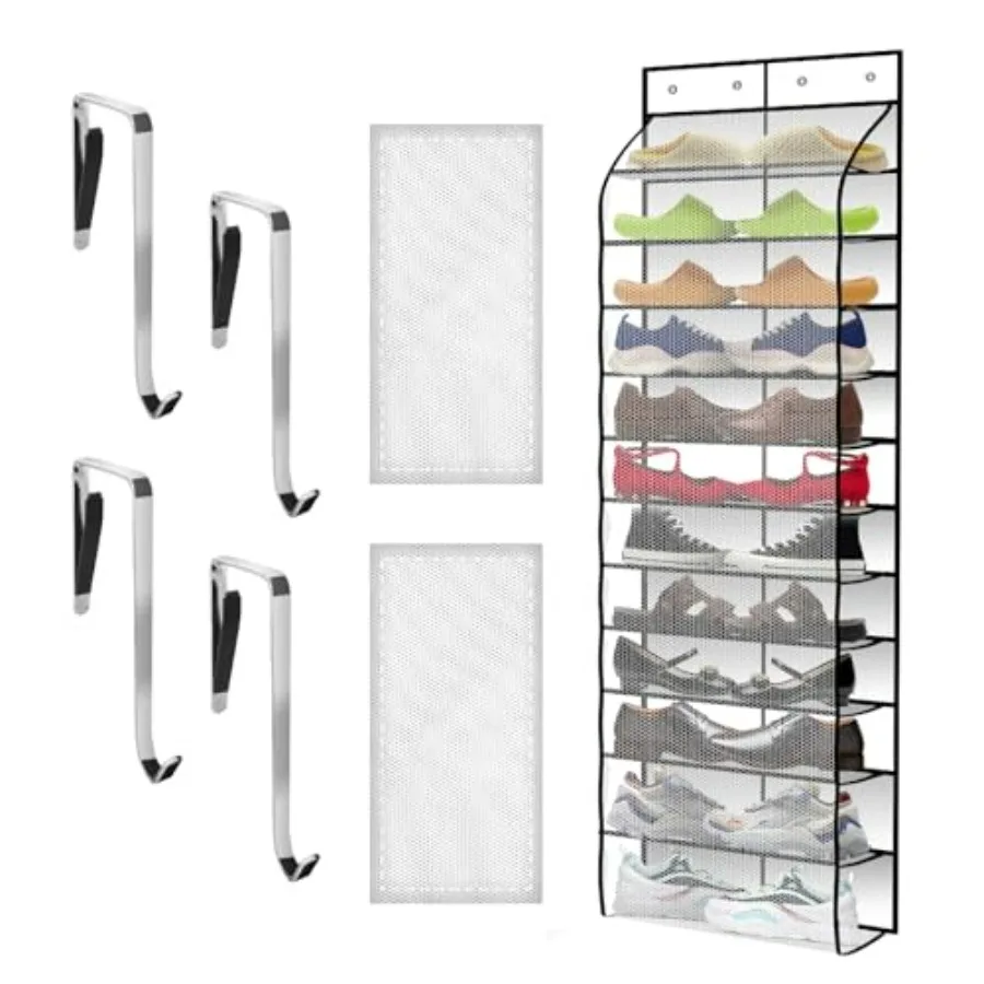 Over The Door Shoe Organizer with 12 Large Breathable Pockets - Durable Hanging Storage for the Entire Family's Shoes
Over The Door Shoe Organizer with 12 Large Breathable Pockets - Durable Hanging Storage for the Entire Family's Shoes