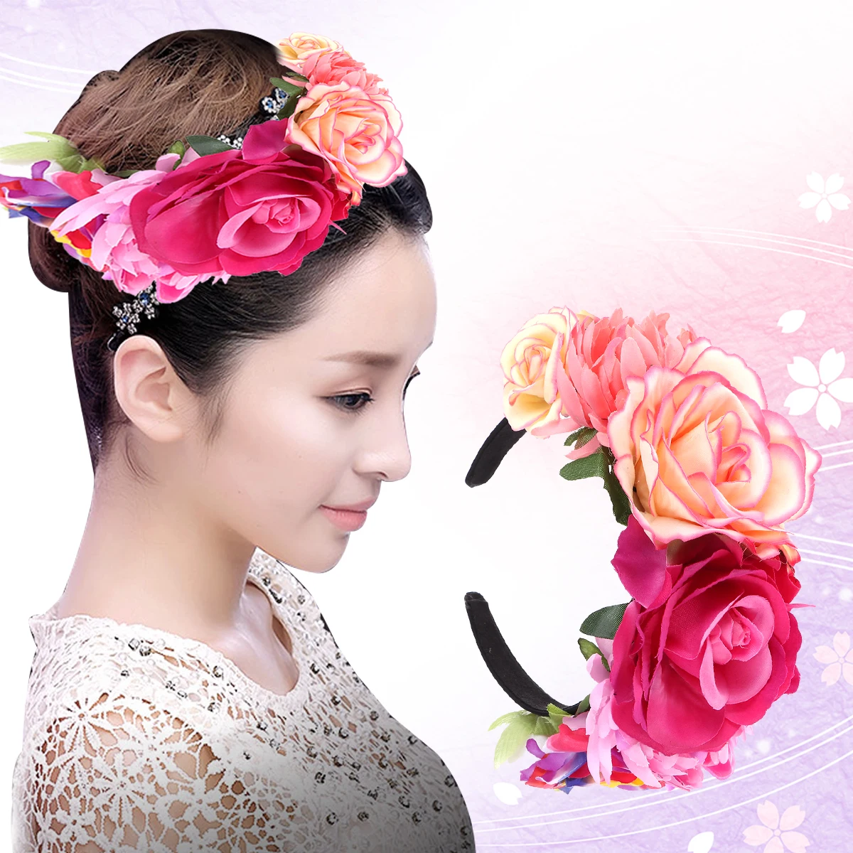 Artificial Flower Headband Floral Crown Headdress Boho Hairband for Wedding Photo Prop Unfading Realistic Design
Artificial Flower Headband Floral Crown Headdress Boho Hairband for Wedding Photo Prop Unfading Realistic Design