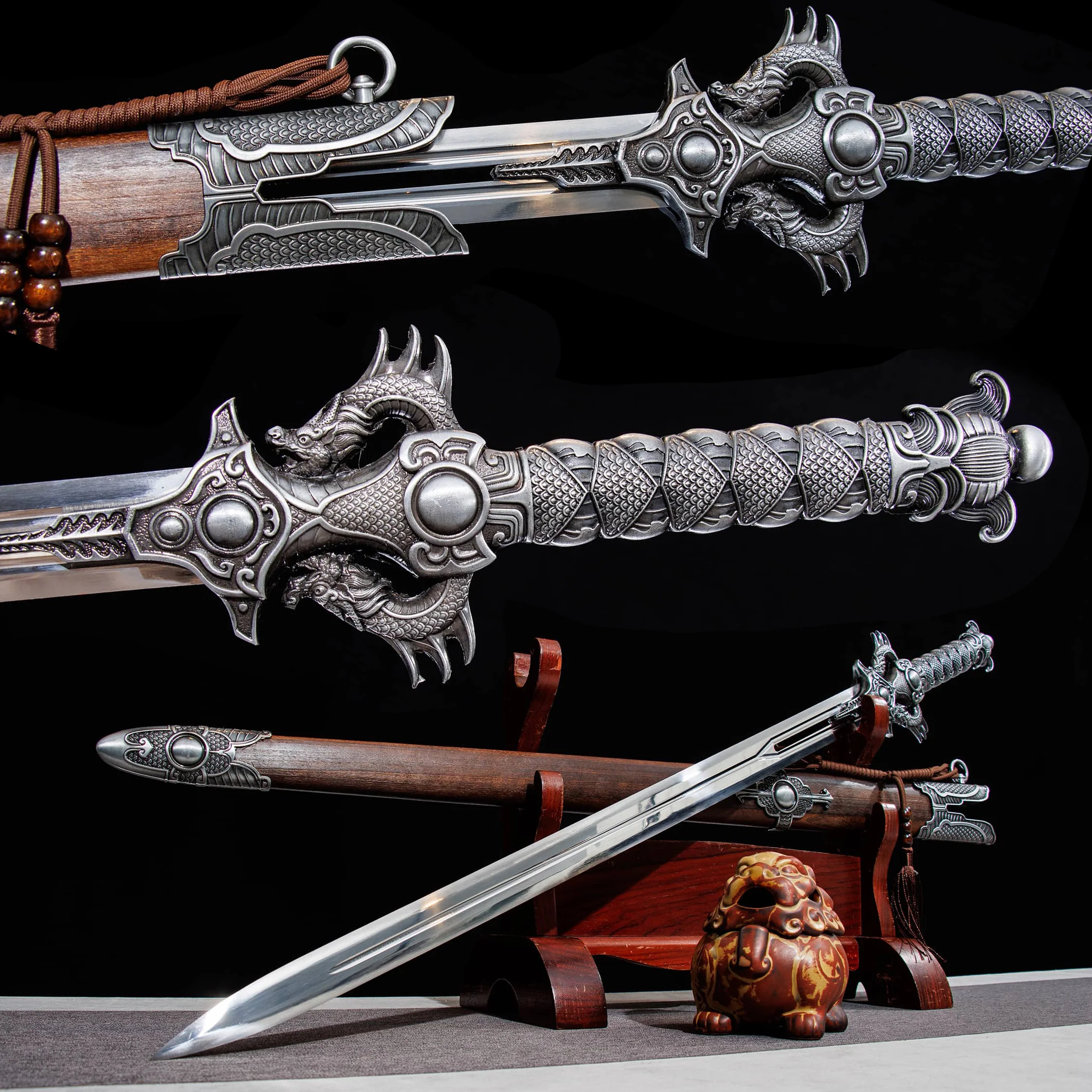 112cm Medieval full tang Battle preparation High carbon Steel sharp katana fighting cosplay samurai Sword Double Dragon weapons
112cm Medieval full tang Battle preparation High carbon Steel sharp katana fighting cosplay samurai Sword Double Dragon weapons