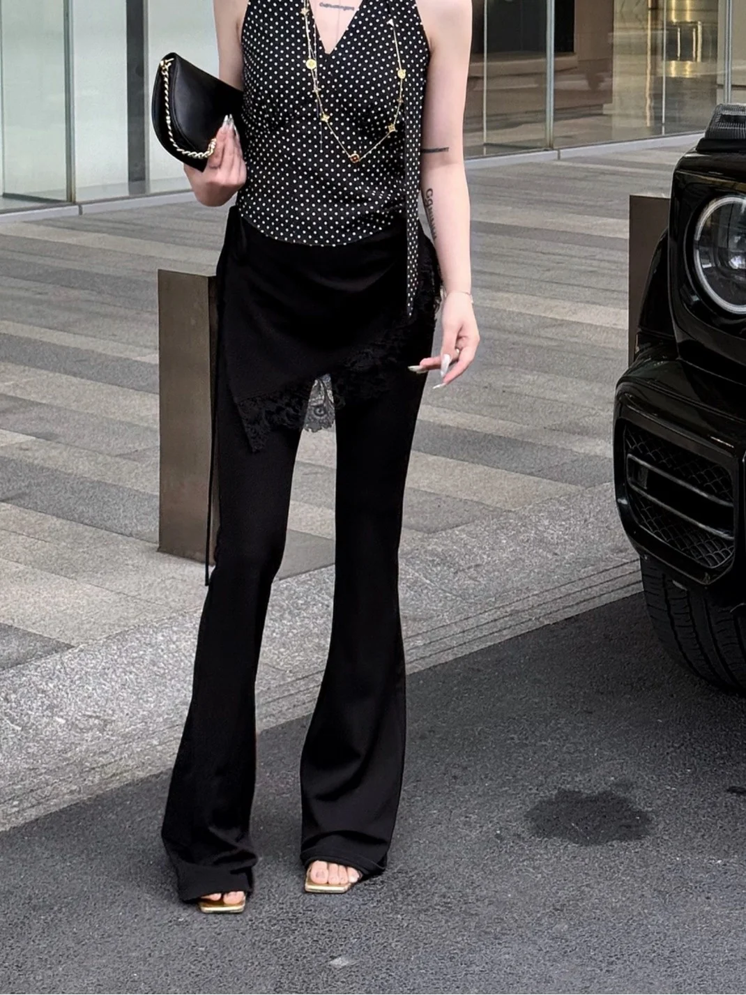 Gyantong Lace Paneling Flared Pants Women's Slimming Design Sensation Artificial Two-Piece Polyester Fiber Casual Trousers
Gyantong Lace Paneling Flared Pants Women's Slimming Design Sensation Artificial Two-Piece Polyester Fiber Casual Trousers