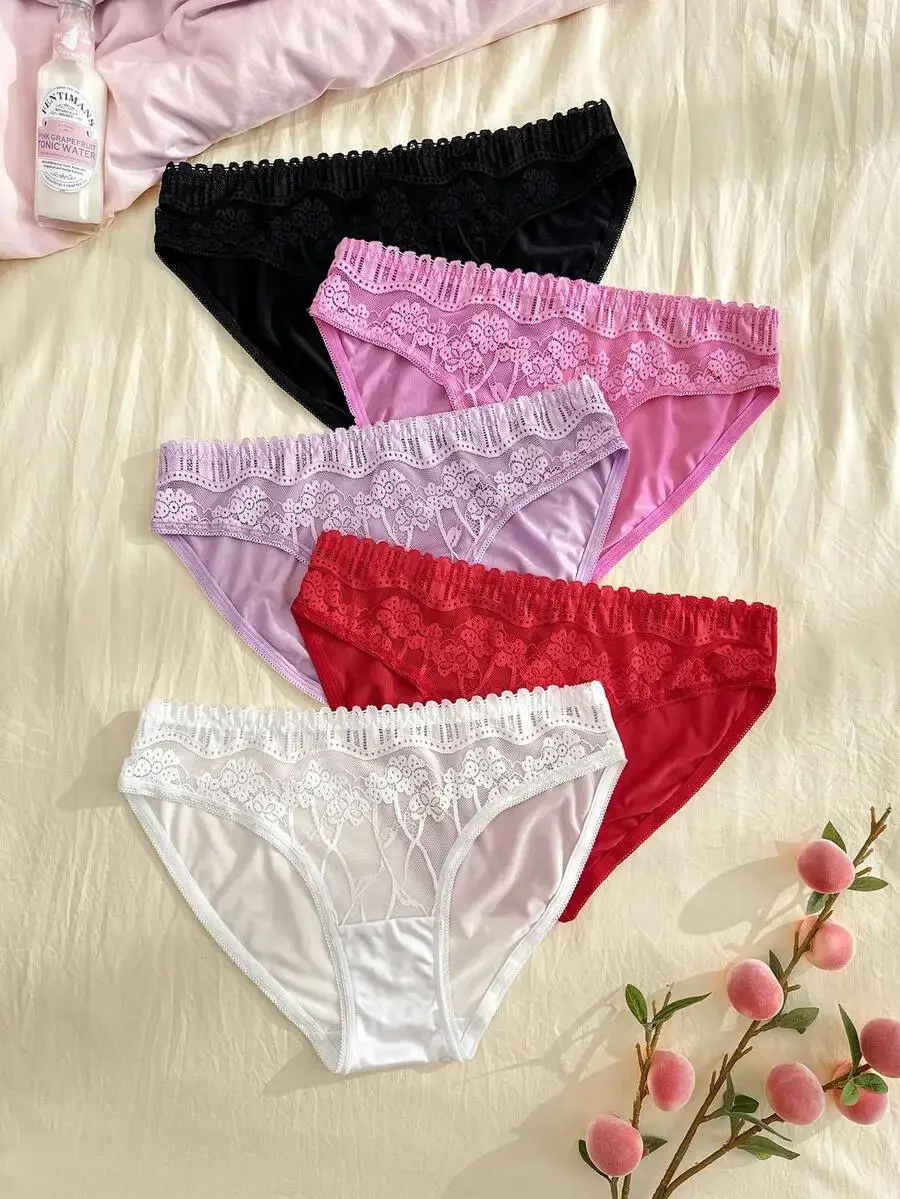 5pcs Women Floral Lace Bikini Panties Comfortable Underwear
5pcs Women Floral Lace Bikini Panties Comfortable Underwear