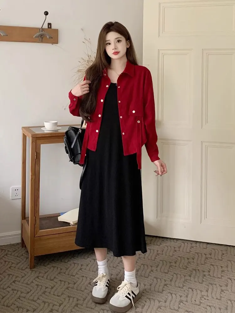 plus Size Autumn Fashion Set Short Quilted Slimming Vest And Dress Two Piece Ensemble Korean Style High Waist Long Sleeve
plus Size Autumn Fashion Set Short Quilted Slimming Vest And Dress Two Piece Ensemble Korean Style High Waist Long Sleeve