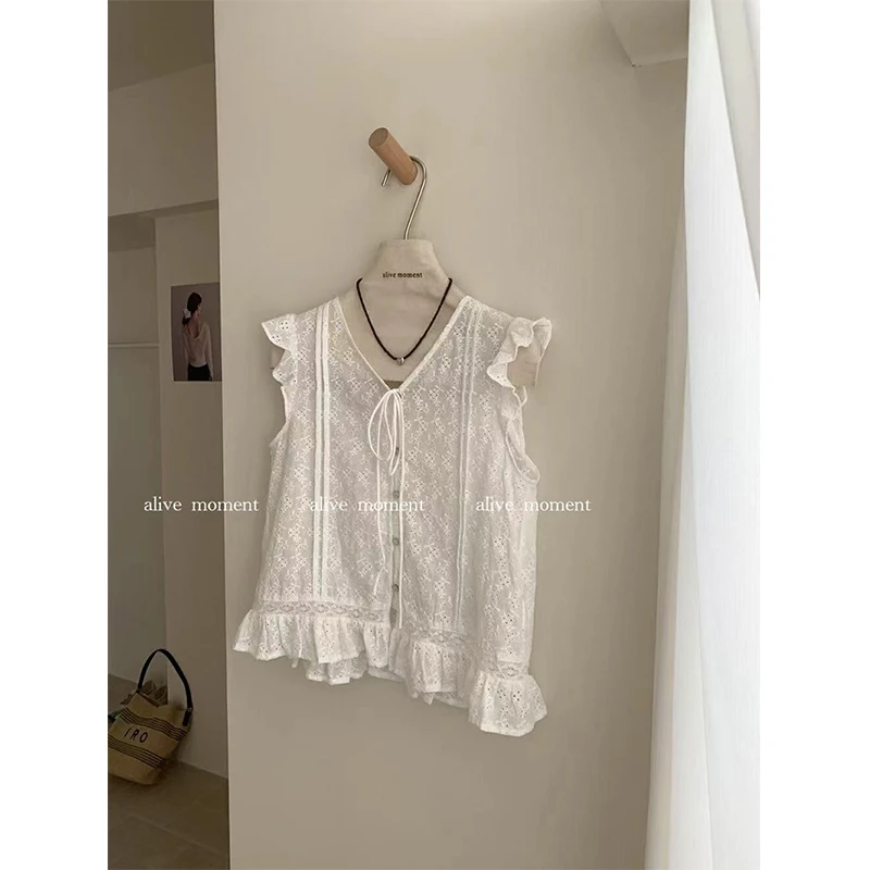 Elegant White Shirts Women Fashion Hollow Out Bandage Blouses Summer Ladies Korean V Neck Flying Sleeve Design Casual Tops New
Elegant White Shirts Women Fashion Hollow Out Bandage Blouses Summer Ladies Korean V Neck Flying Sleeve Design Casual Tops New