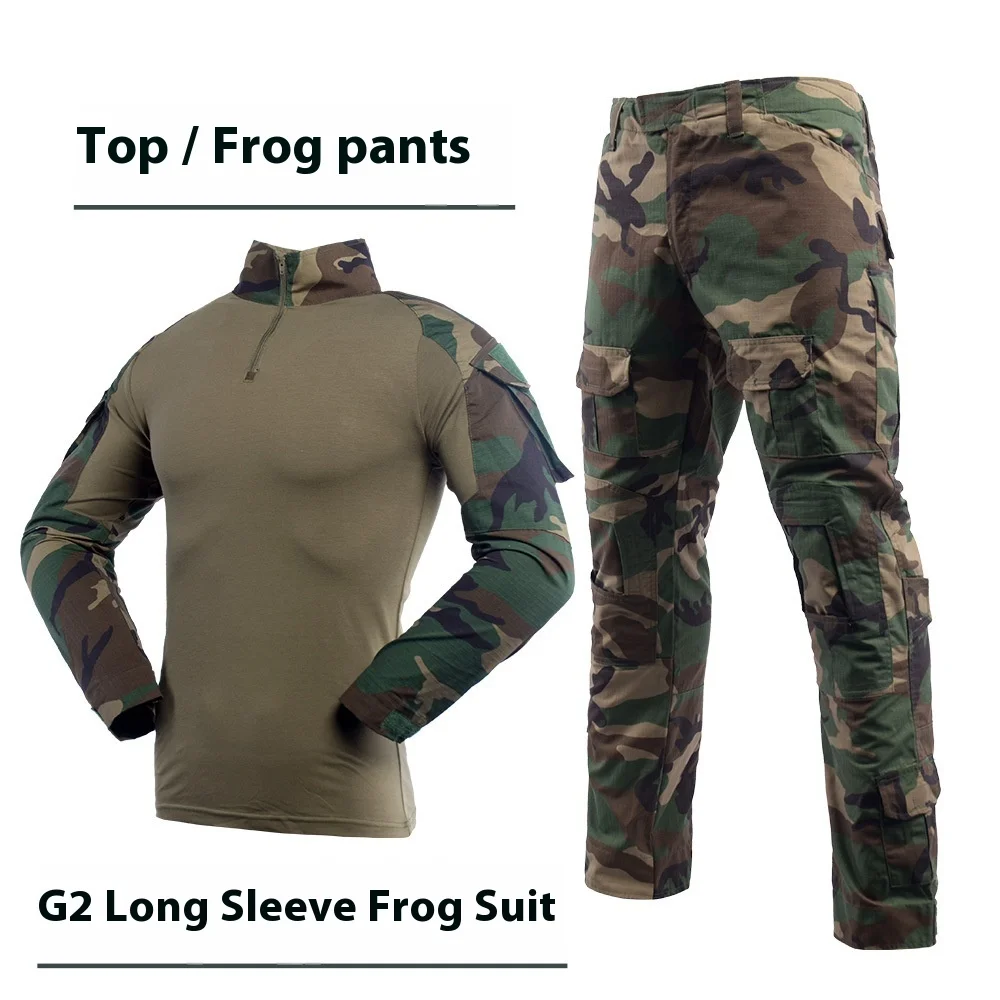 Тактический комплект костюма лягушки G2 с длинными рукавами, эластичная дышащая камуфляжная боевая форма для тренировок на открытом воздухе 
Тактический комплект костюма лягушки G2 с длинными рукавами, эластичная дышащая камуфляжная боевая форма для тренировок на открытом воздухе