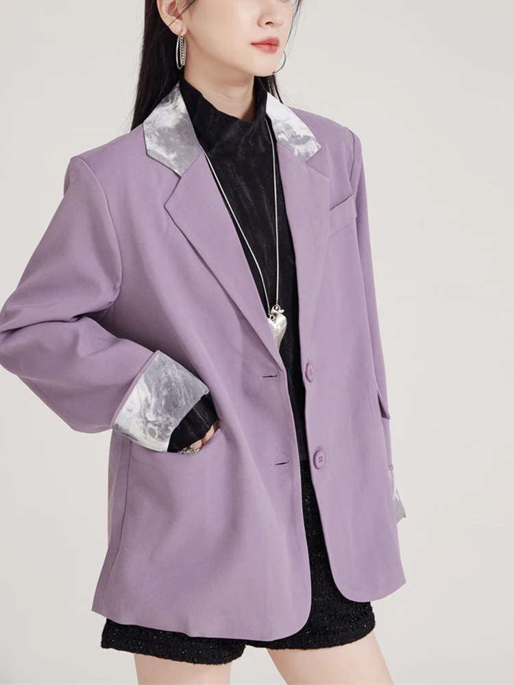 Women Purple Color-block Big Size Elegant Blazer New Lapel Long Sleeve Jacket Fashion Tide Spring Autumn
Women Purple Color-block Big Size Elegant Blazer New Lapel Long Sleeve Jacket Fashion Tide Spring Autumn