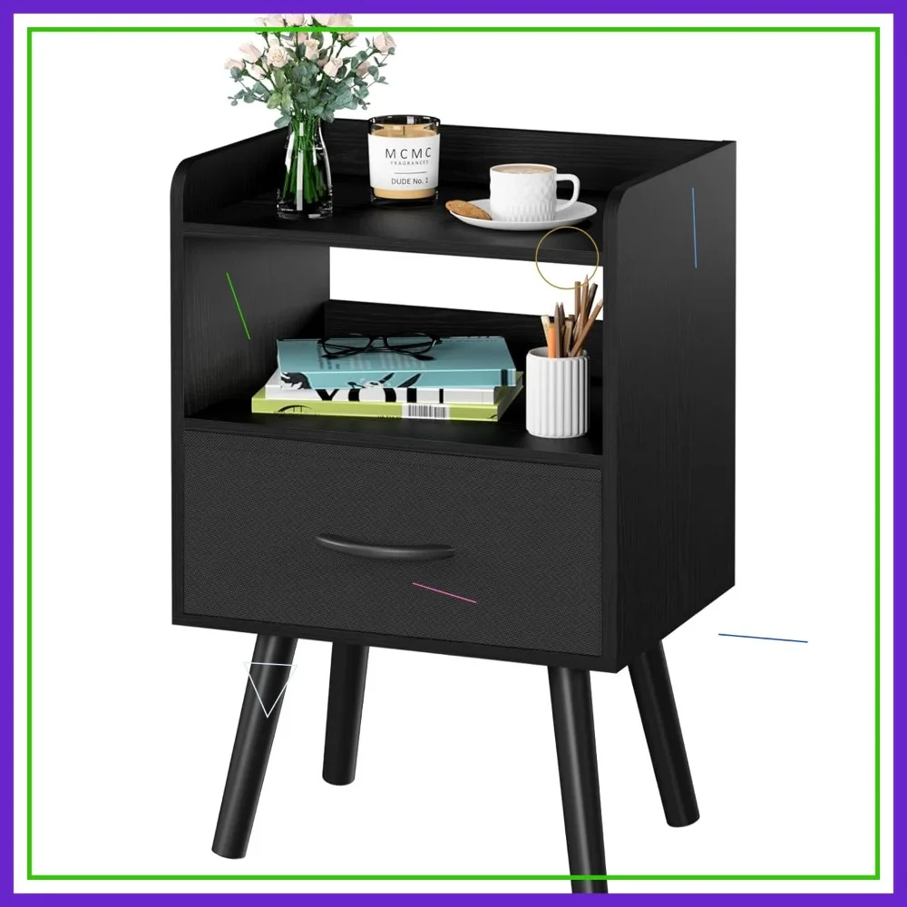 Modern Nightstand with Fabric Drawer, 2-Tier Bedside Table with Open Shelf, Wood Night Stand for Bedroom Storage
Modern Nightstand with Fabric Drawer, 2-Tier Bedside Table with Open Shelf, Wood Night Stand for Bedroom Storage