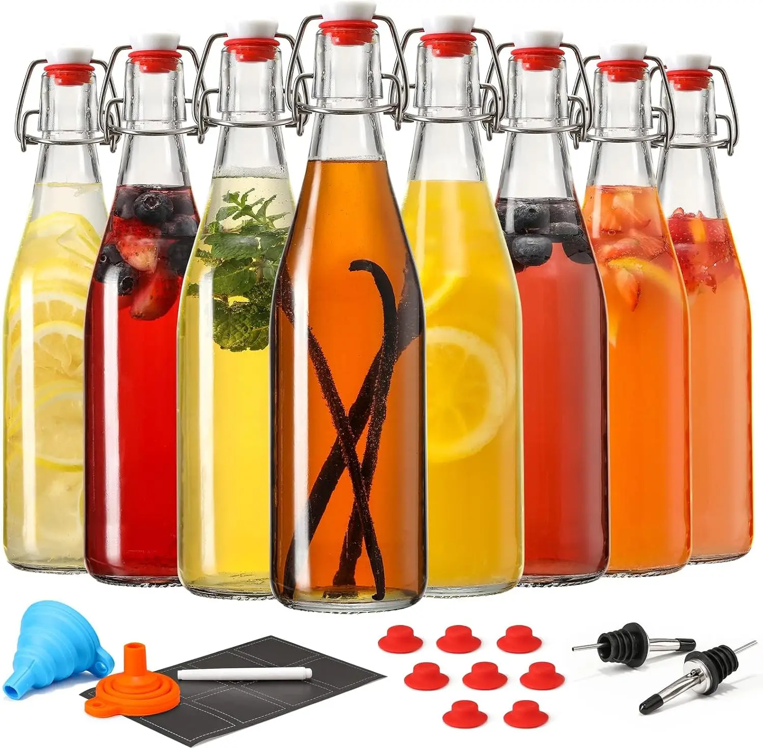 8-Pack 16oz Swing Top Glass Bottles for Beer, Kombucha, & More
8-Pack 16oz Swing Top Glass Bottles for Beer, Kombucha, & More